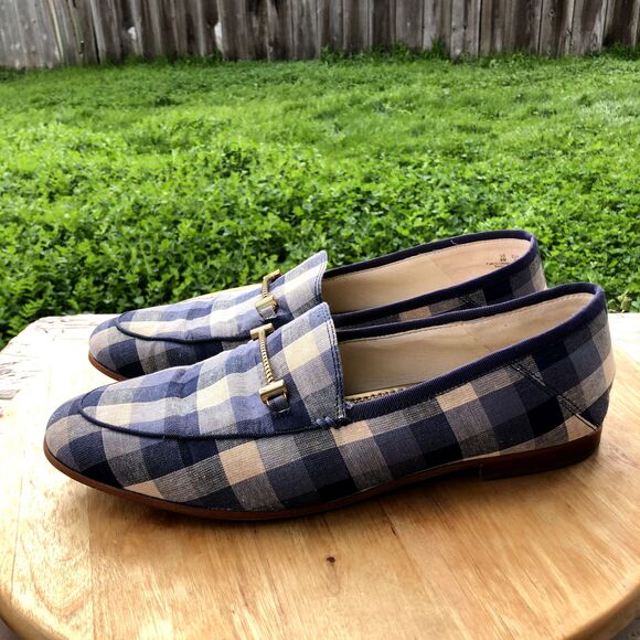 SAM EDELMAN Loraine Loafer Womens Sz 9 Blue Checkered Slip On Plaid Shoes Flat - Picture 5 of 15